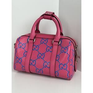 Gucci GG Tennis Perforated Leather Mini Duffle Bag Modern Pink and Blue C-1